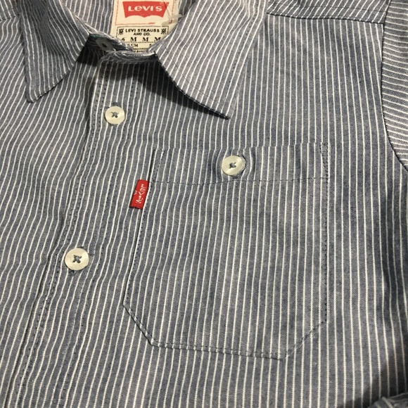 Levi's Kids Gray White Stripped Casual Shirt - Picture 2 of 5